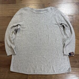 Karen Scott Speckled Knit Sweater Womens 2X NWT Light Gray Long Sleeve Boat Neck